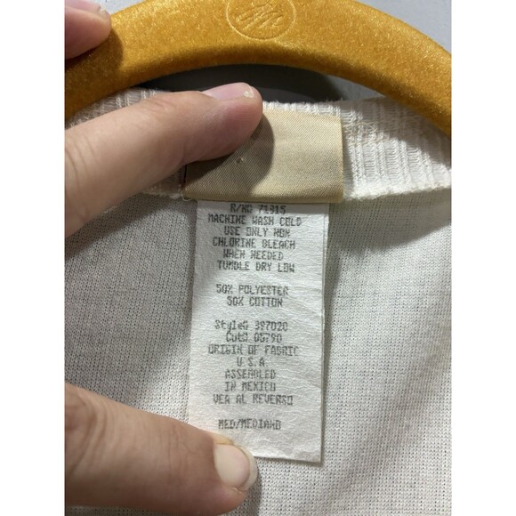 Vintage Huntington Ridge Cream Rib Knit Cardigan Jacket Medium Button Front - Picture 5 of 8